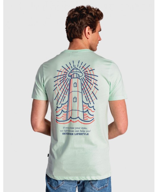 CAMISETA VERDE CLARO CON DIBUJO DE FARO EN ESPALDA
